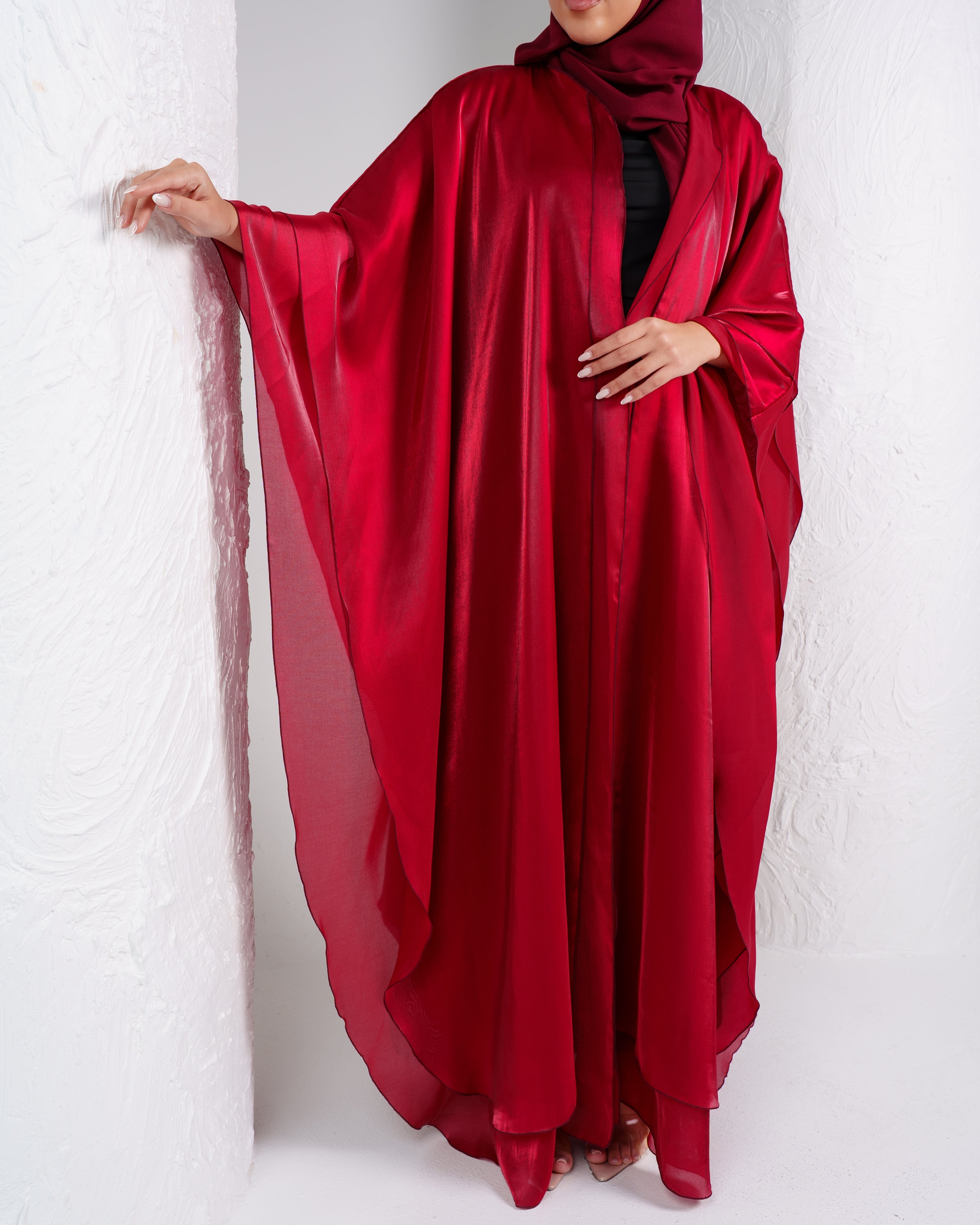 Womens Dressy Abaya - The Butterfly Effect in Popping Red
