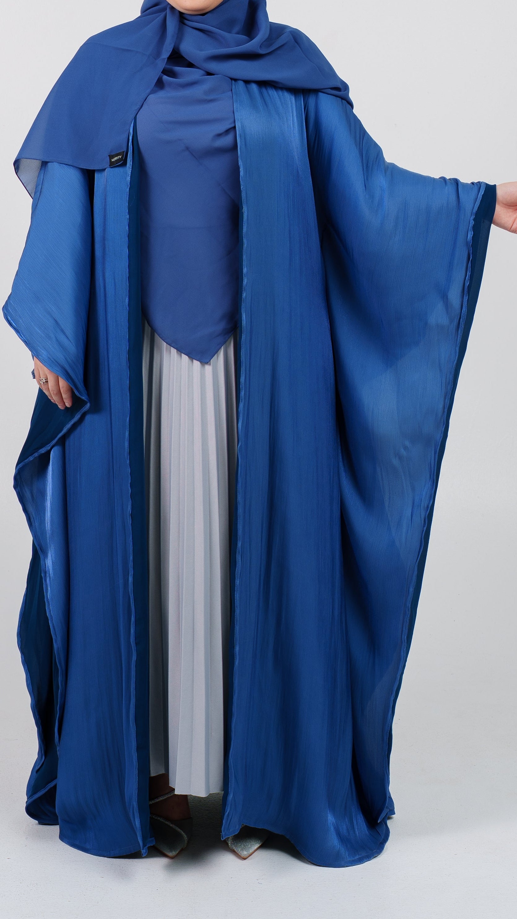 Womens Dressy Abaya - The Silky Butterfly in Deep Blue