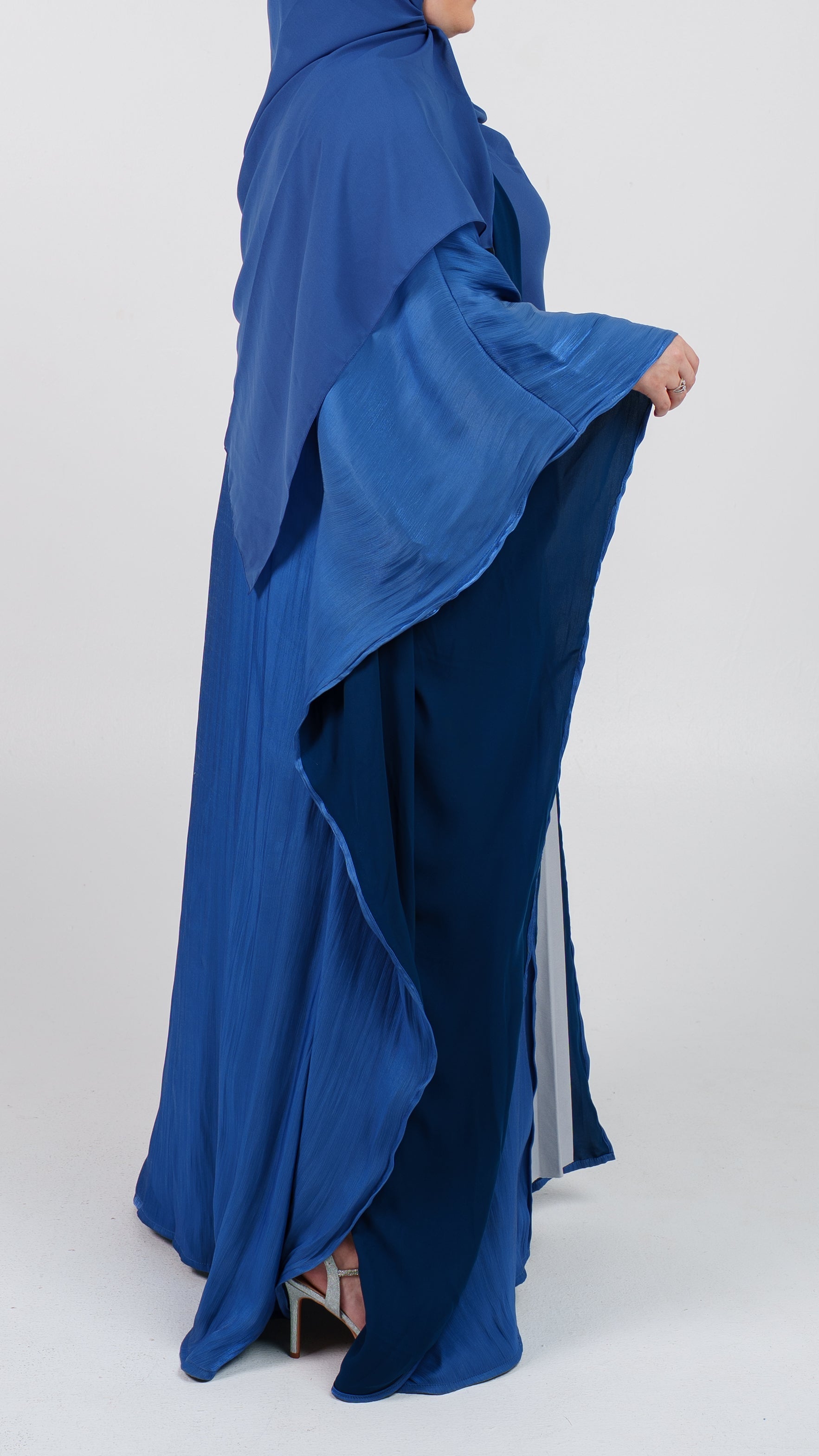 Womens Dressy Abaya - The Silky Butterfly in Deep Blue