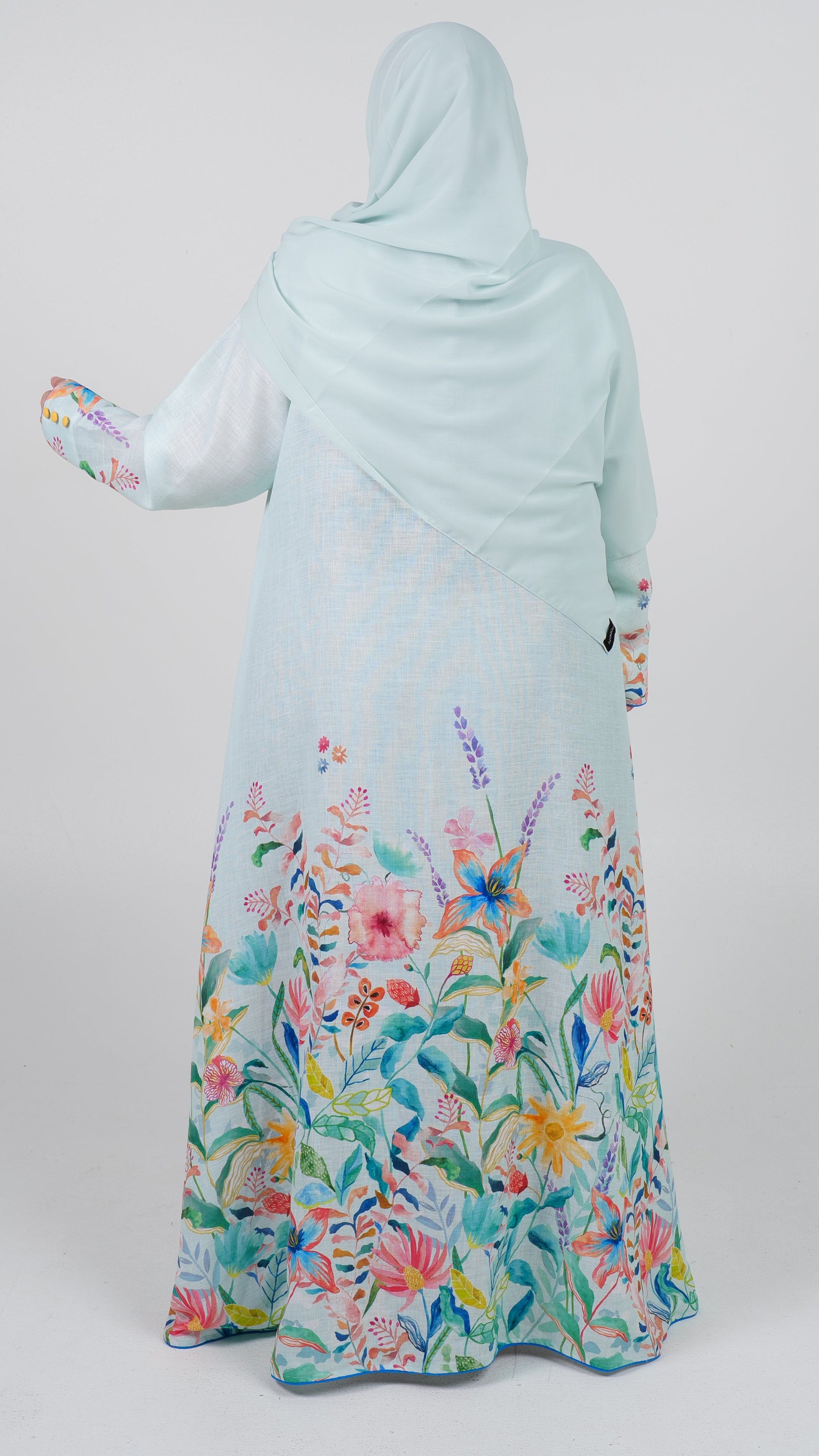 Womens Essential Abaya - Linen Garden in Mint