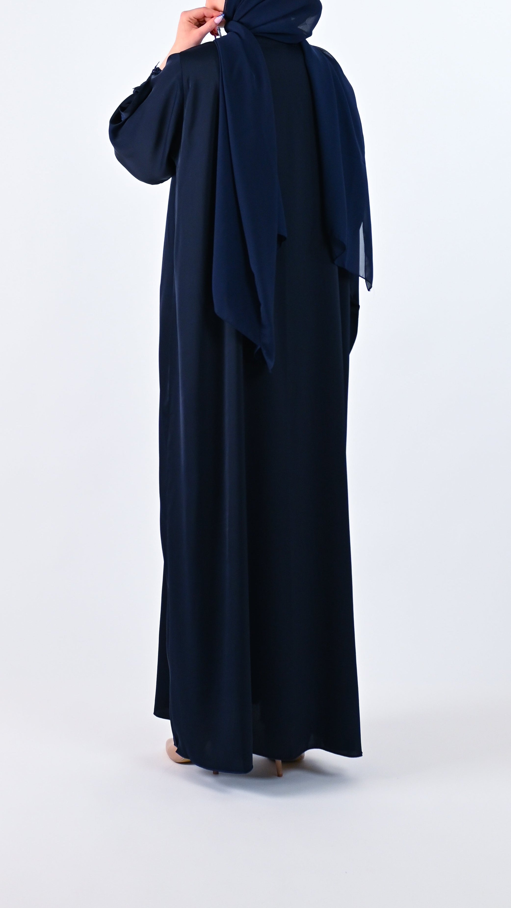 Womens Essential Abaya - Your Laced Companion in Midnight