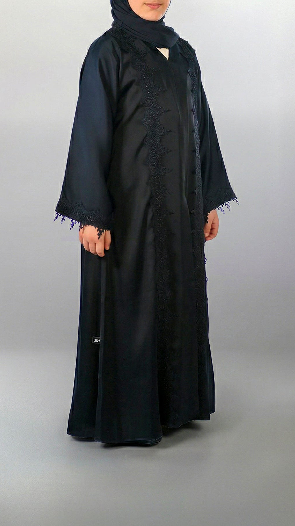 Girls Essential Abaya - Your Laced Companion in Midnight