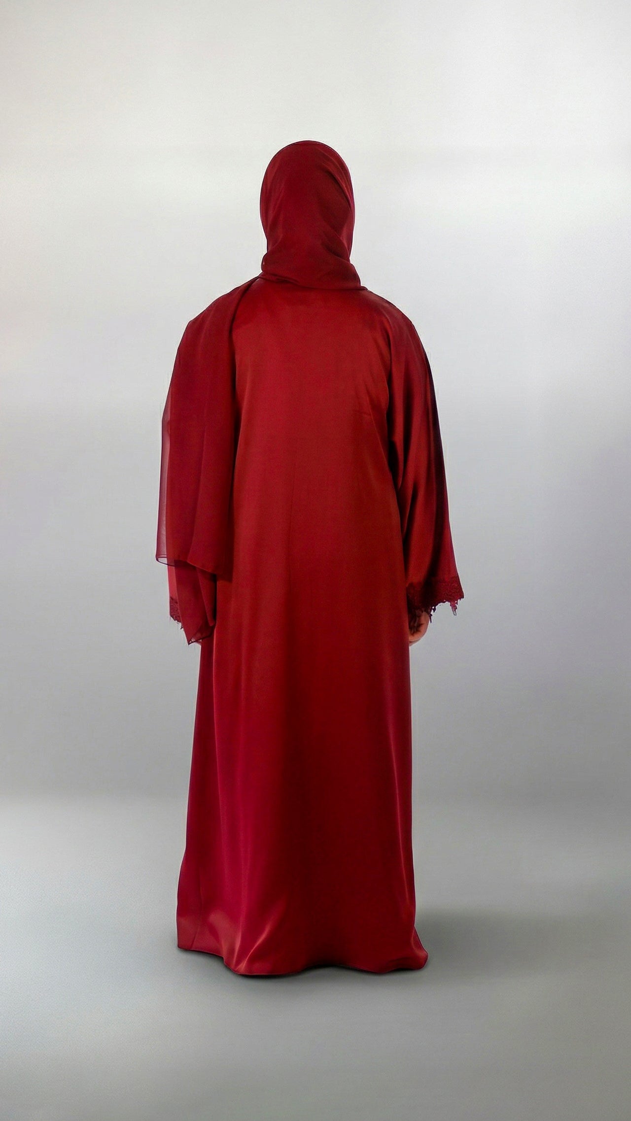 Girls Essential Abaya - Your Laced Companion in Rouge