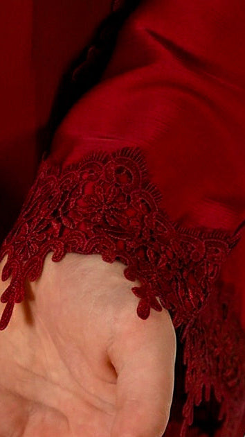 Girls Essential Abaya - Your Laced Companion in Rouge
