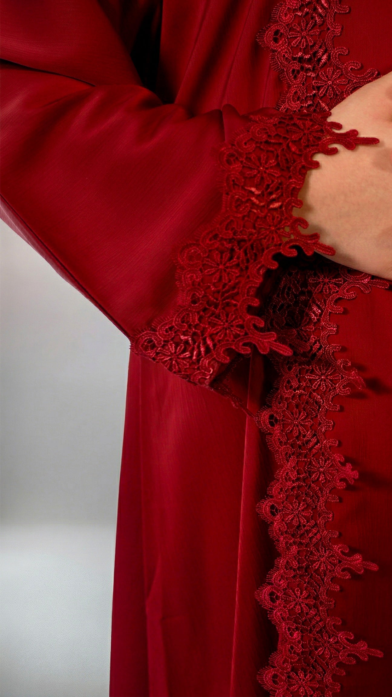 Girls Essential Abaya - Your Laced Companion in Rouge