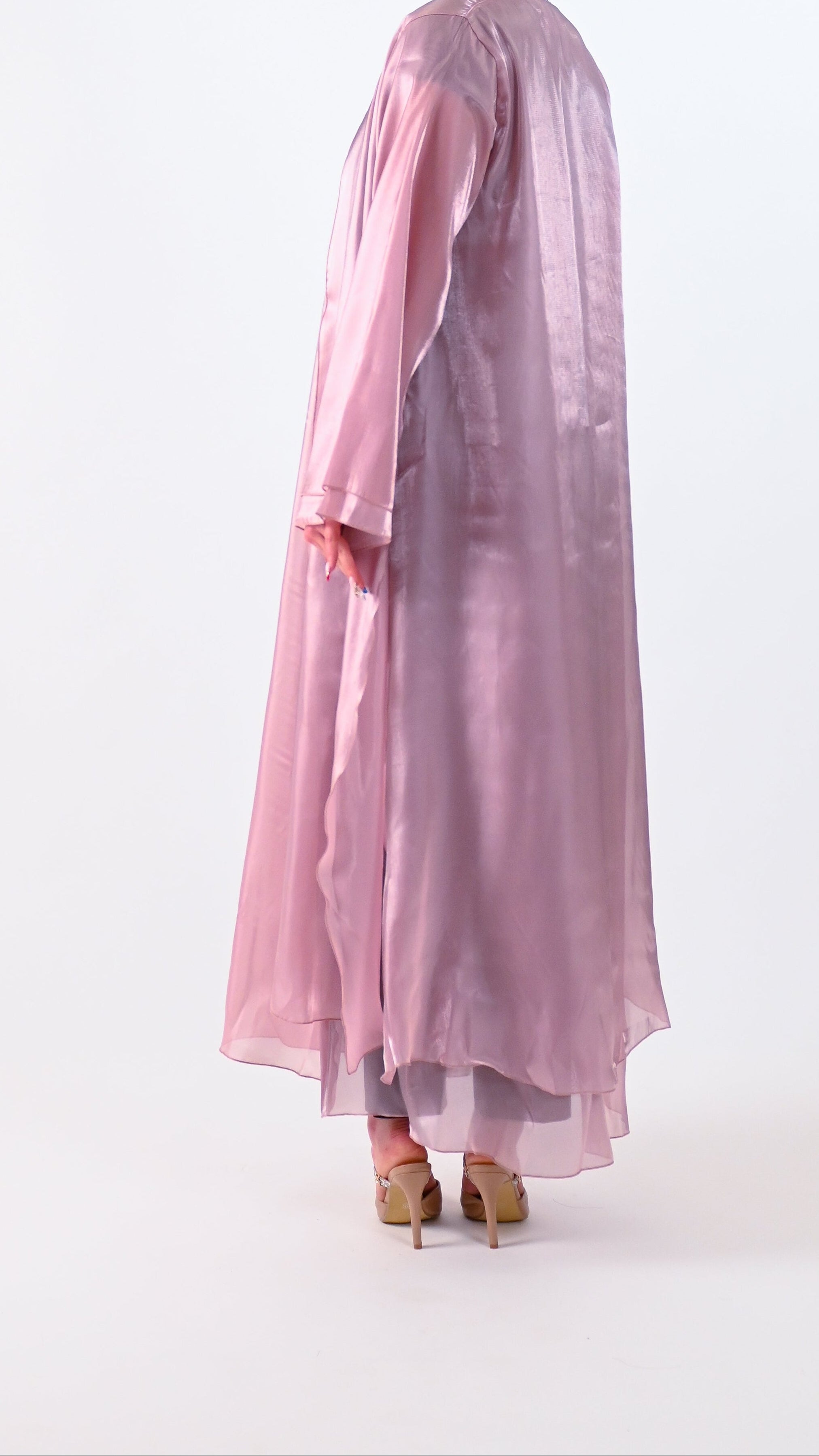 Womens Dressy Abaya - Organza Shimmer in Pretty Pink