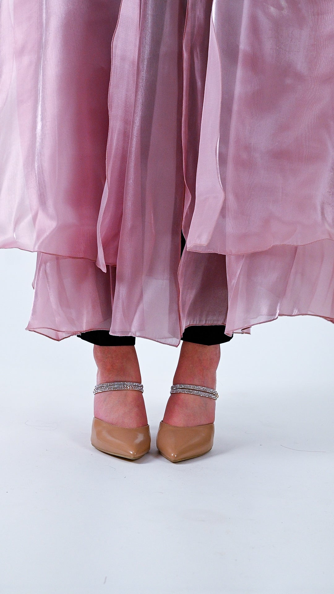 Womens Dressy Abaya - Organza Shimmer in Pretty Pink
