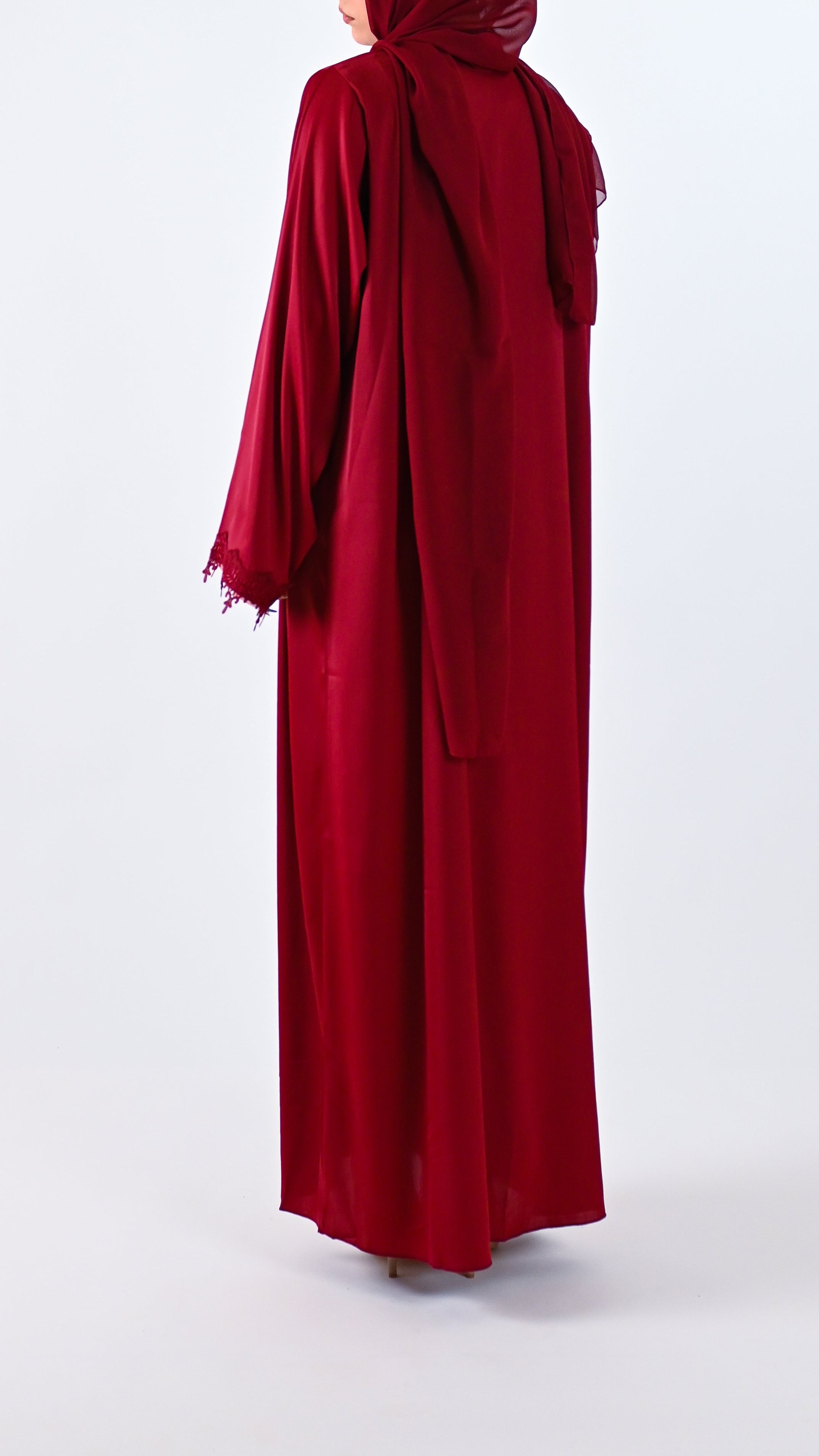 Womens Essential Abaya - Your Laced Companion in Rouge