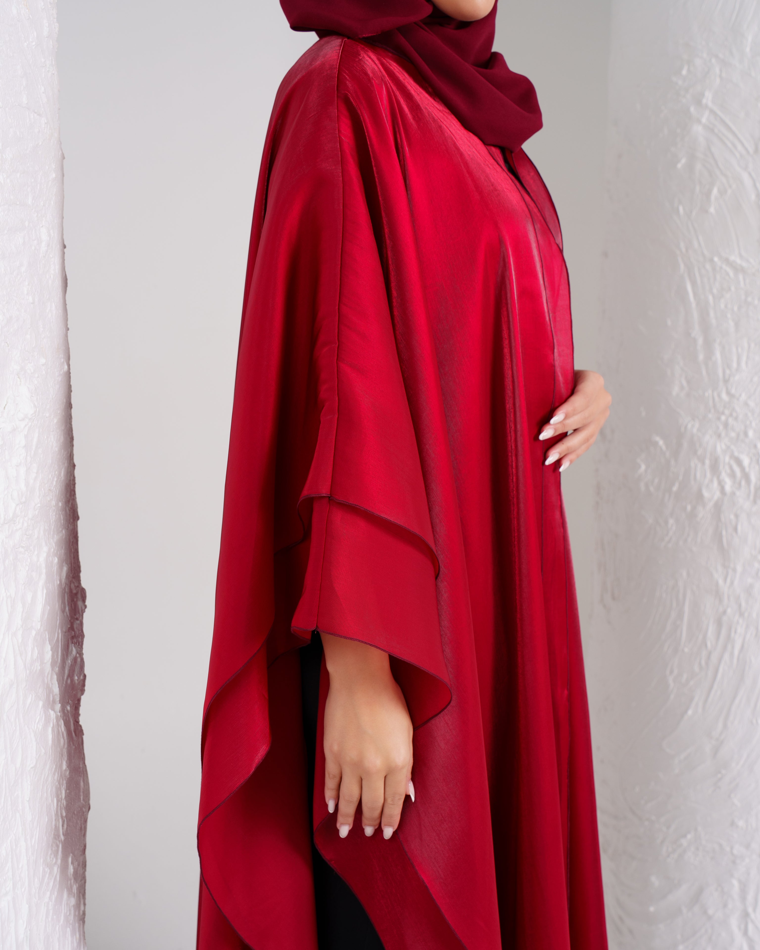 Womens Dressy Abaya - The Butterfly Effect in Popping Red