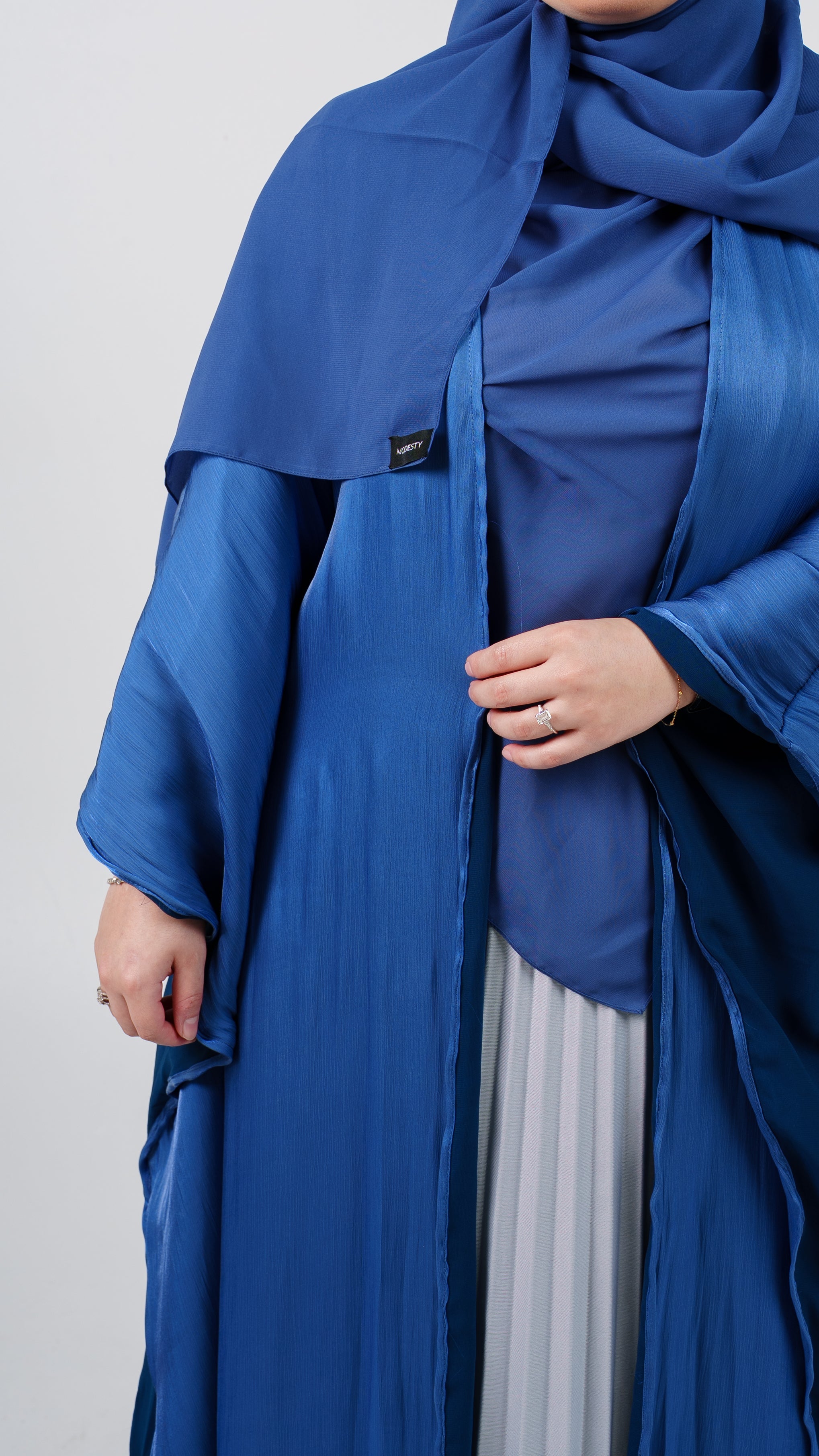 Womens Dressy Abaya - The Silky Butterfly in Deep Blue