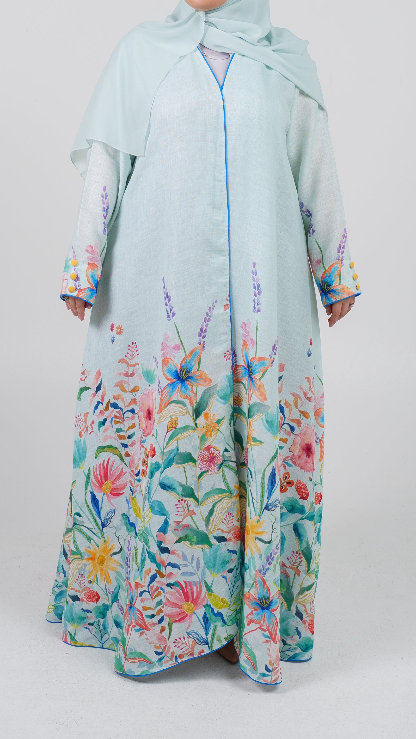 Womens Essential Abaya - Linen Garden in Mint