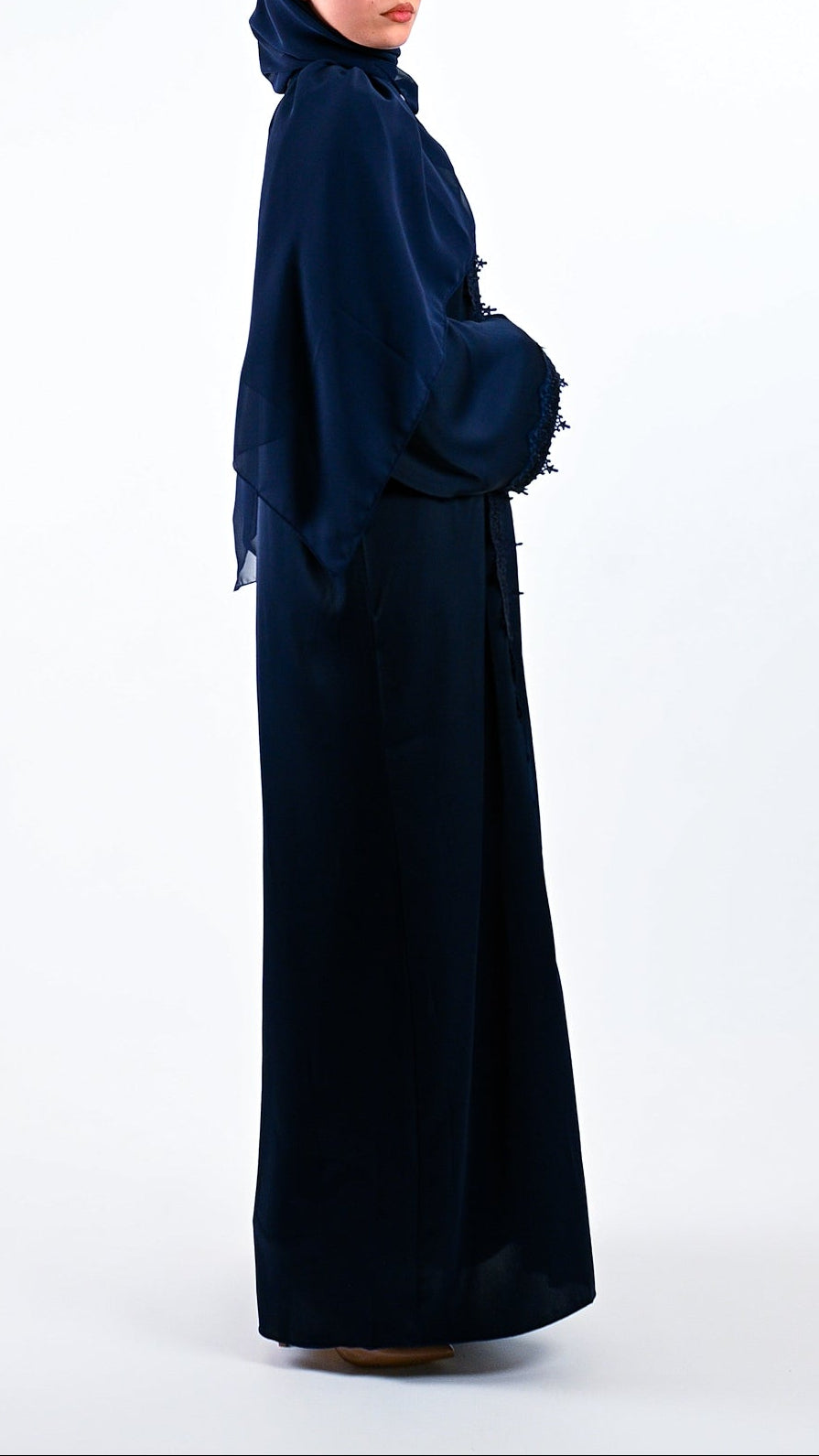 Womens Essential Abaya - Your Laced Companion in Midnight