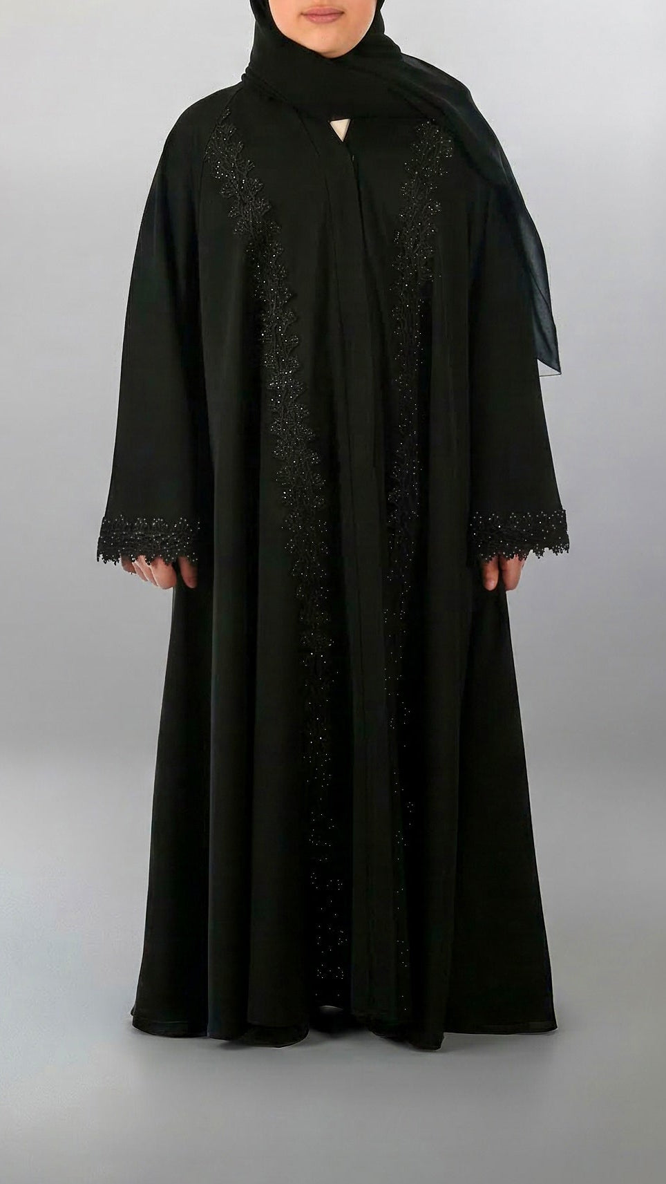 Girls Essential Abaya - Your Daily Companion in Sparkling Ebony