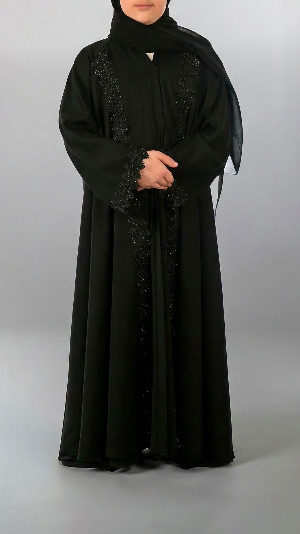 Girls Essential Abaya - Your Daily Companion in Sparkling Ebony