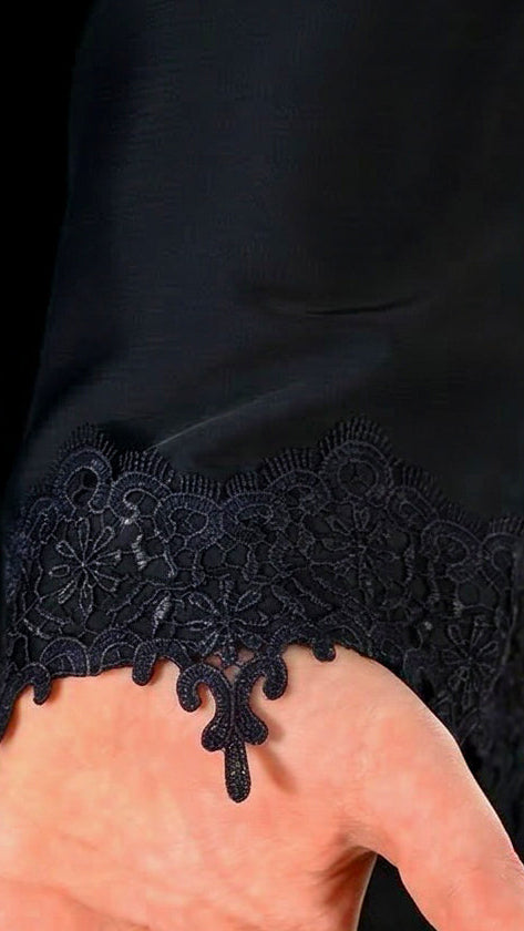 Girls Essential Abaya - Your Laced Companion in Midnight
