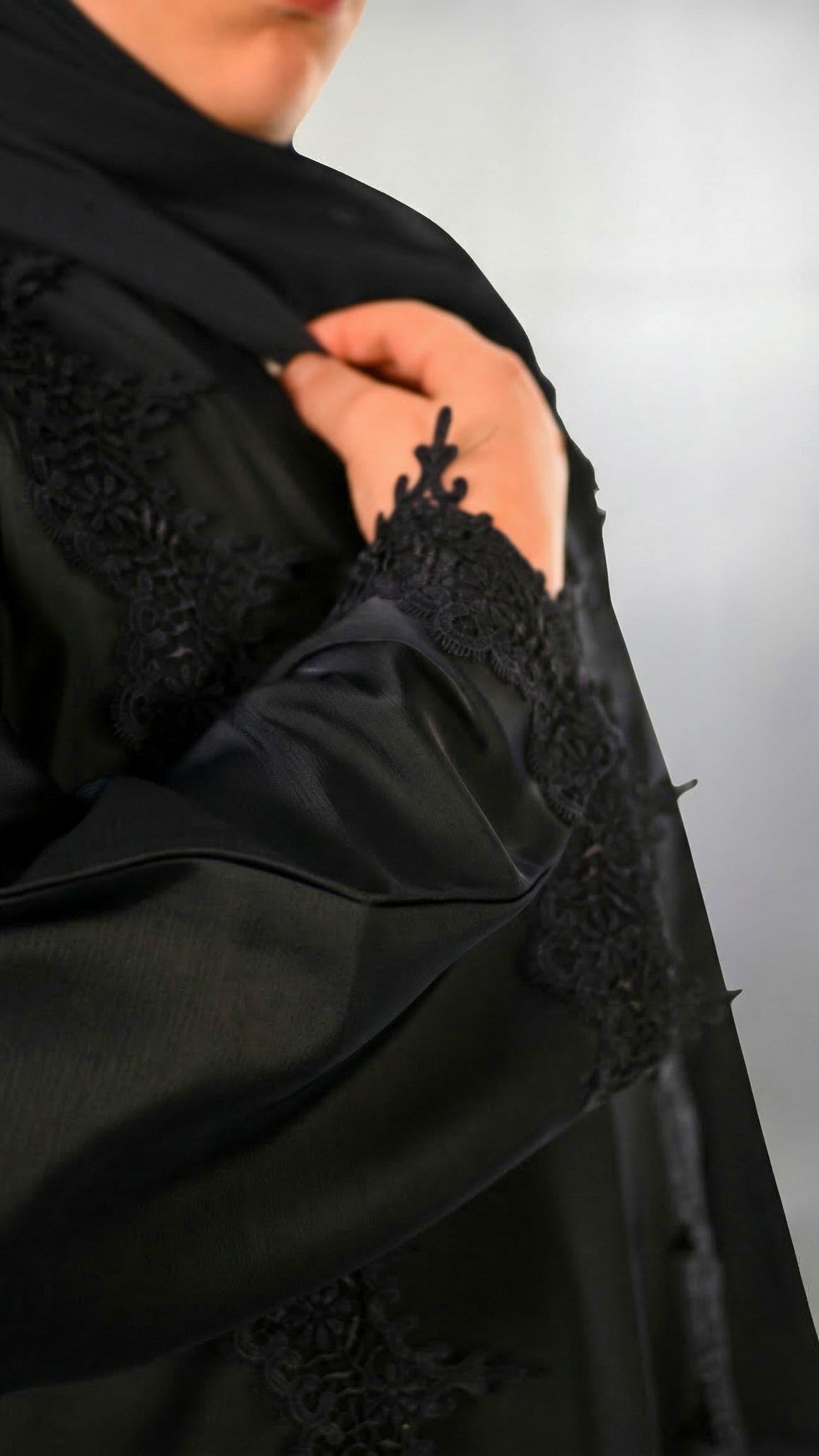 Girls Essential Abaya - Your Laced Companion in Midnight