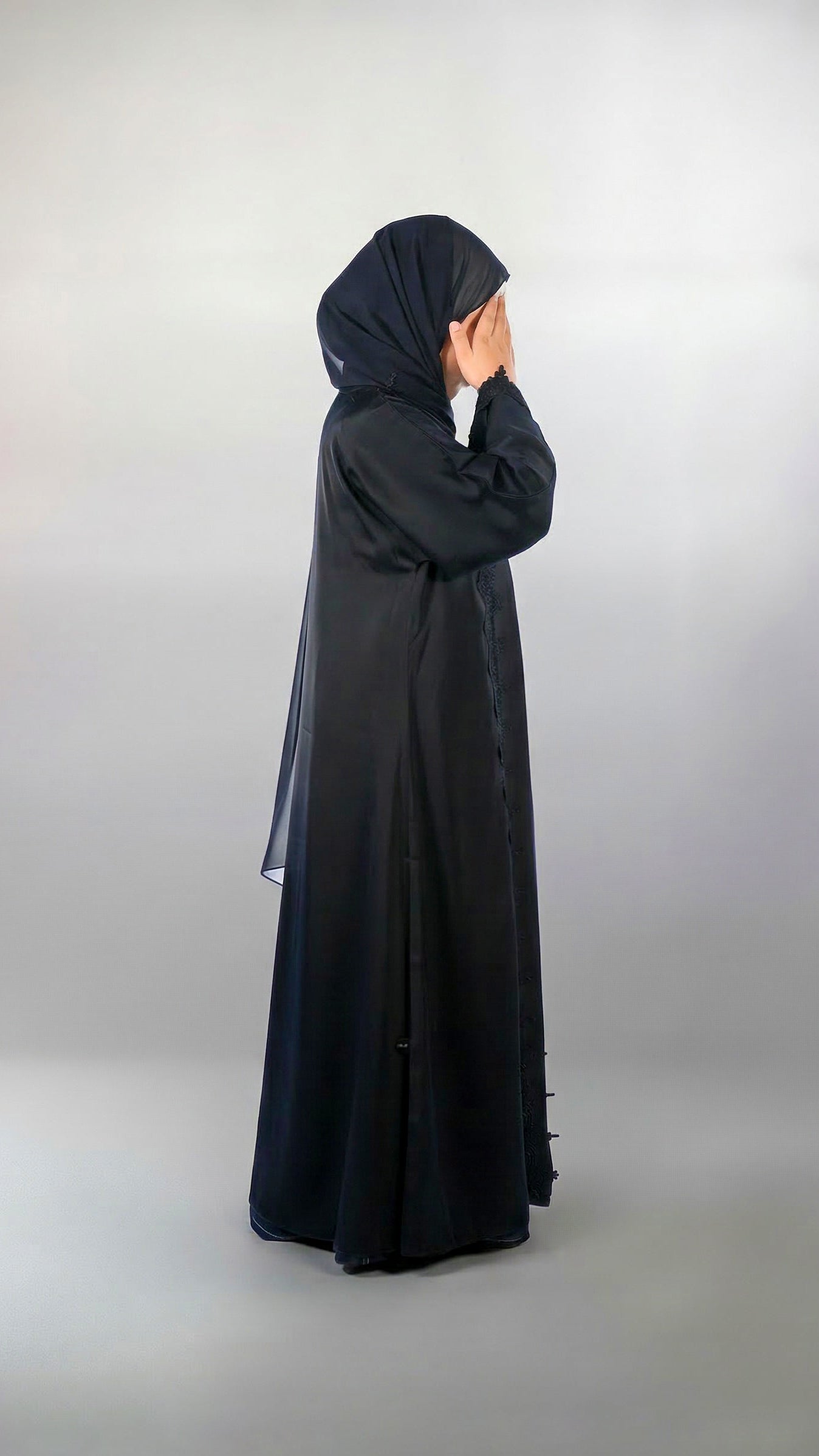 Girls Essential Abaya - Your Laced Companion in Midnight