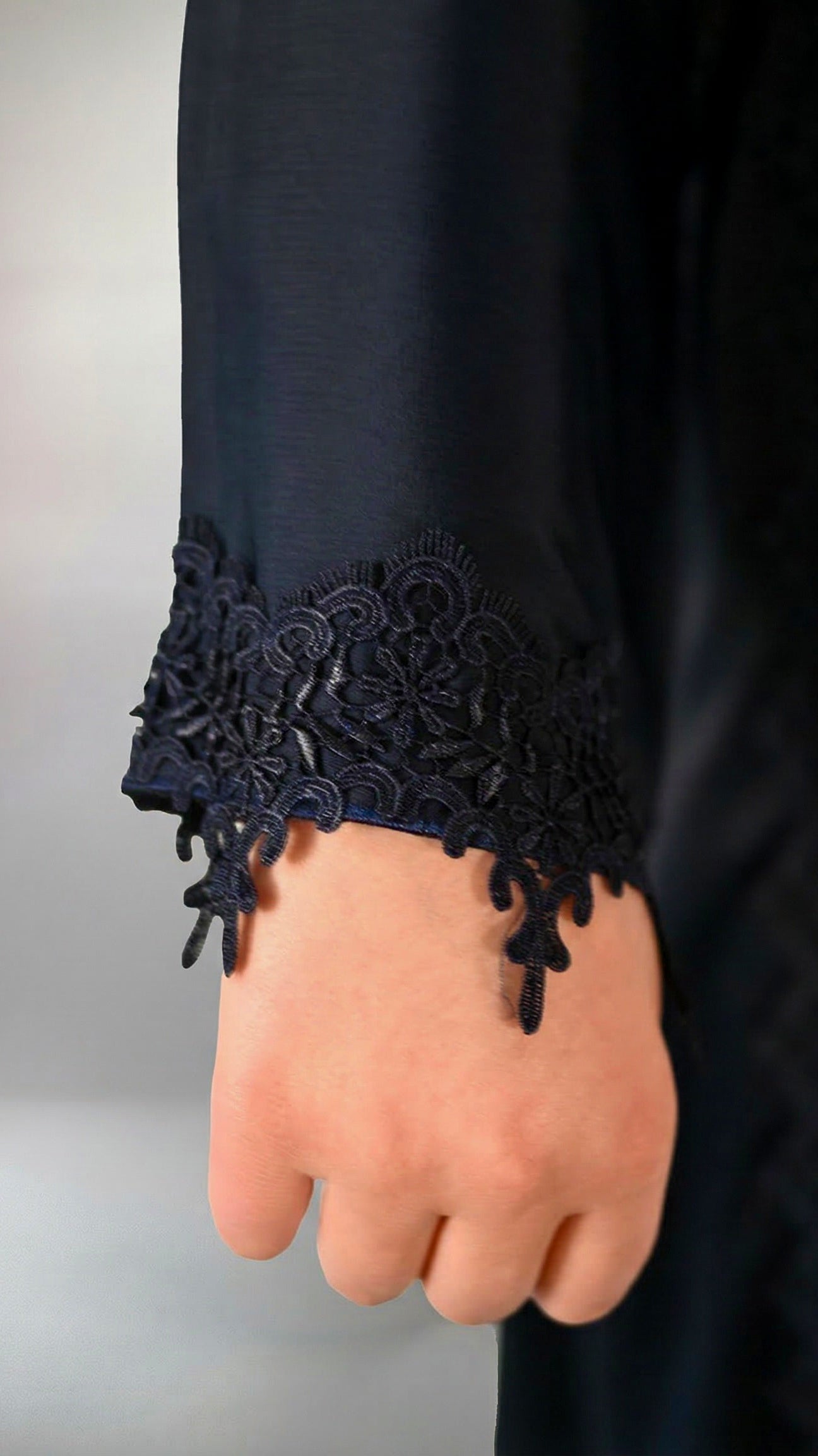 Girls Essential Abaya - Your Laced Companion in Midnight