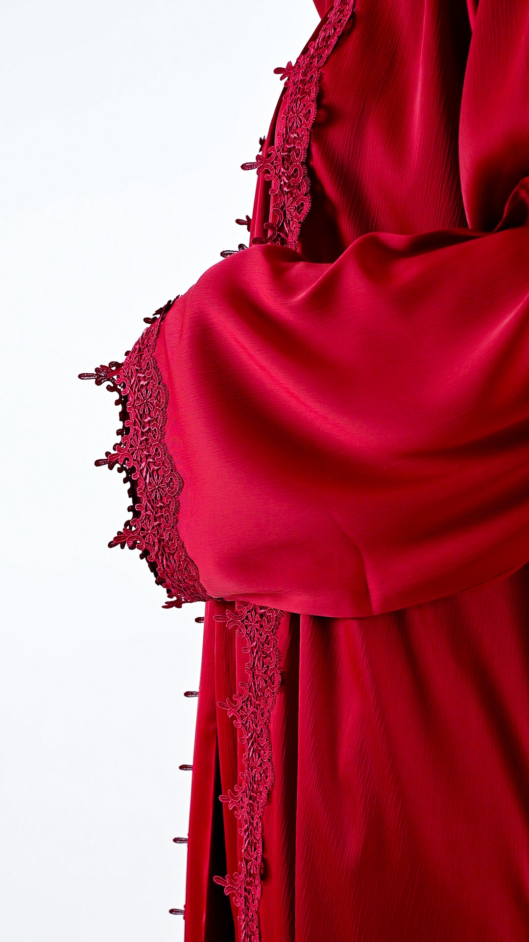 Womens Essential Abaya - Your Laced Companion in Rouge